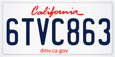 CA license plate 6TVC863