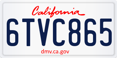 CA license plate 6TVC865