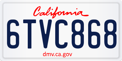 CA license plate 6TVC868