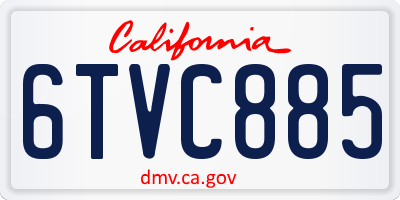 CA license plate 6TVC885