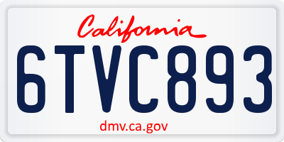 CA license plate 6TVC893