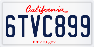 CA license plate 6TVC899