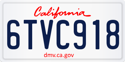 CA license plate 6TVC918