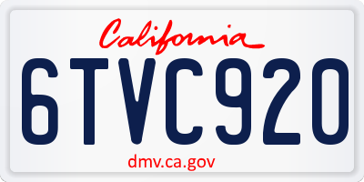 CA license plate 6TVC920