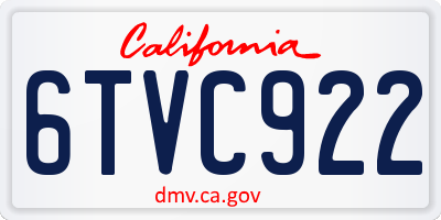 CA license plate 6TVC922