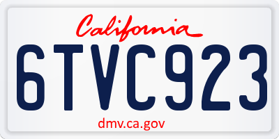 CA license plate 6TVC923