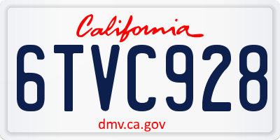 CA license plate 6TVC928