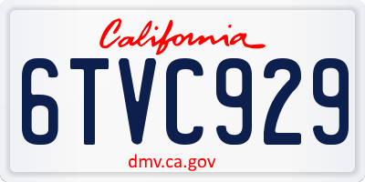 CA license plate 6TVC929