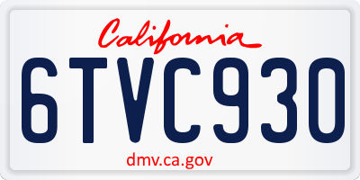 CA license plate 6TVC930