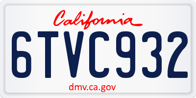 CA license plate 6TVC932