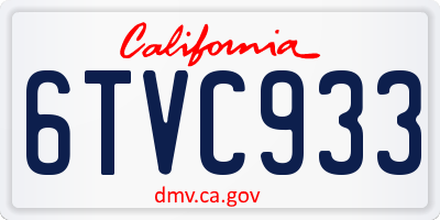 CA license plate 6TVC933