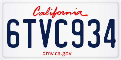 CA license plate 6TVC934