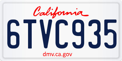 CA license plate 6TVC935