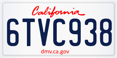 CA license plate 6TVC938