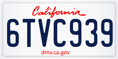 CA license plate 6TVC939