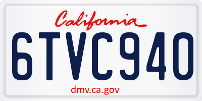 CA license plate 6TVC940