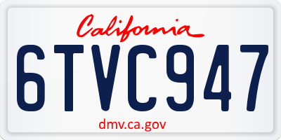 CA license plate 6TVC947