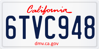 CA license plate 6TVC948