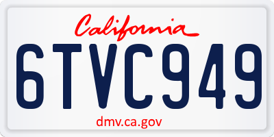 CA license plate 6TVC949