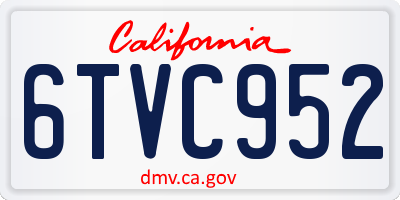 CA license plate 6TVC952