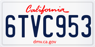 CA license plate 6TVC953