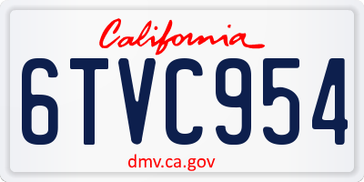 CA license plate 6TVC954