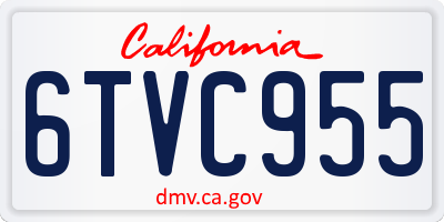 CA license plate 6TVC955