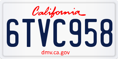 CA license plate 6TVC958