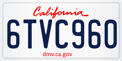 CA license plate 6TVC960