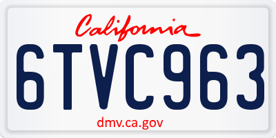 CA license plate 6TVC963