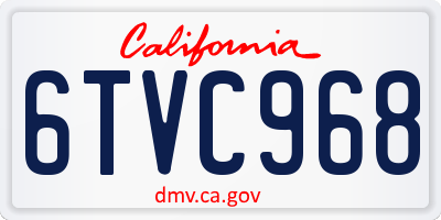 CA license plate 6TVC968