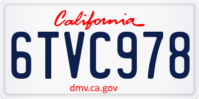 CA license plate 6TVC978