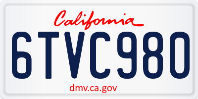 CA license plate 6TVC980