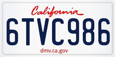 CA license plate 6TVC986