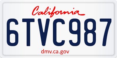 CA license plate 6TVC987