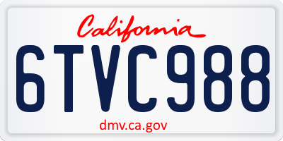 CA license plate 6TVC988