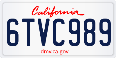 CA license plate 6TVC989