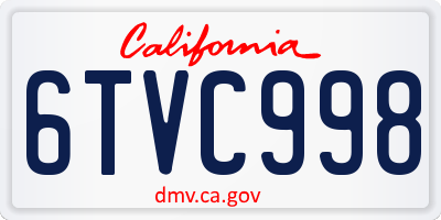 CA license plate 6TVC998