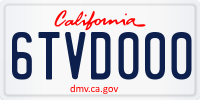 CA license plate 6TVD000