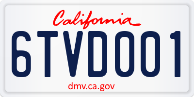 CA license plate 6TVD001