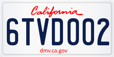 CA license plate 6TVD002
