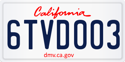 CA license plate 6TVD003