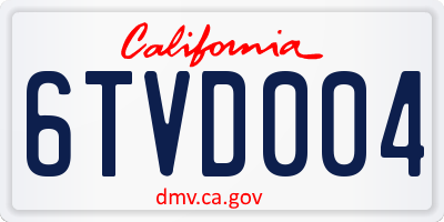 CA license plate 6TVD004