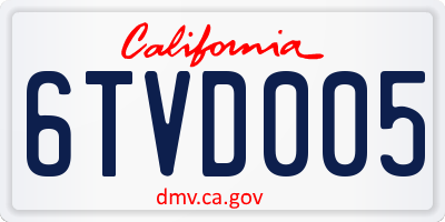 CA license plate 6TVD005