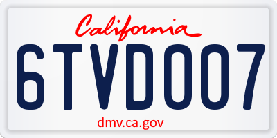 CA license plate 6TVD007