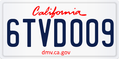 CA license plate 6TVD009