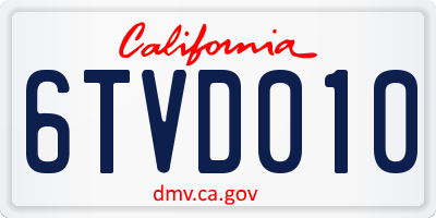 CA license plate 6TVD010