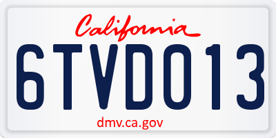 CA license plate 6TVD013