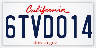 CA license plate 6TVD014