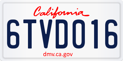 CA license plate 6TVD016